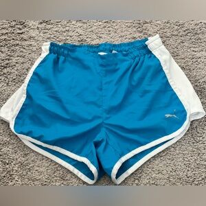 Puma Women's Teal and White Athletic Shorts